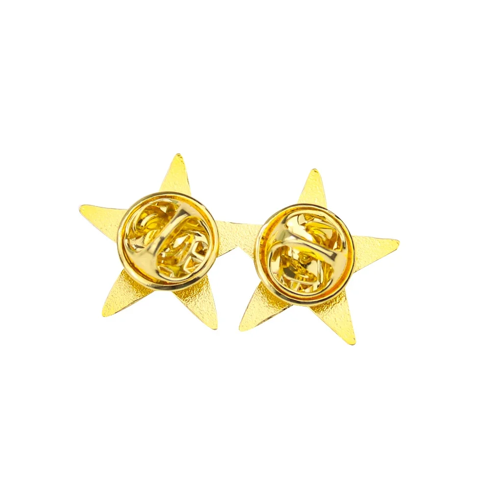 1PCS Golden Color Pentagram Stars Zinc Alloy Metal Brooch Military Rank Epaulet Cockade Souvenir Badge DIY Uniform Jewelry Pins