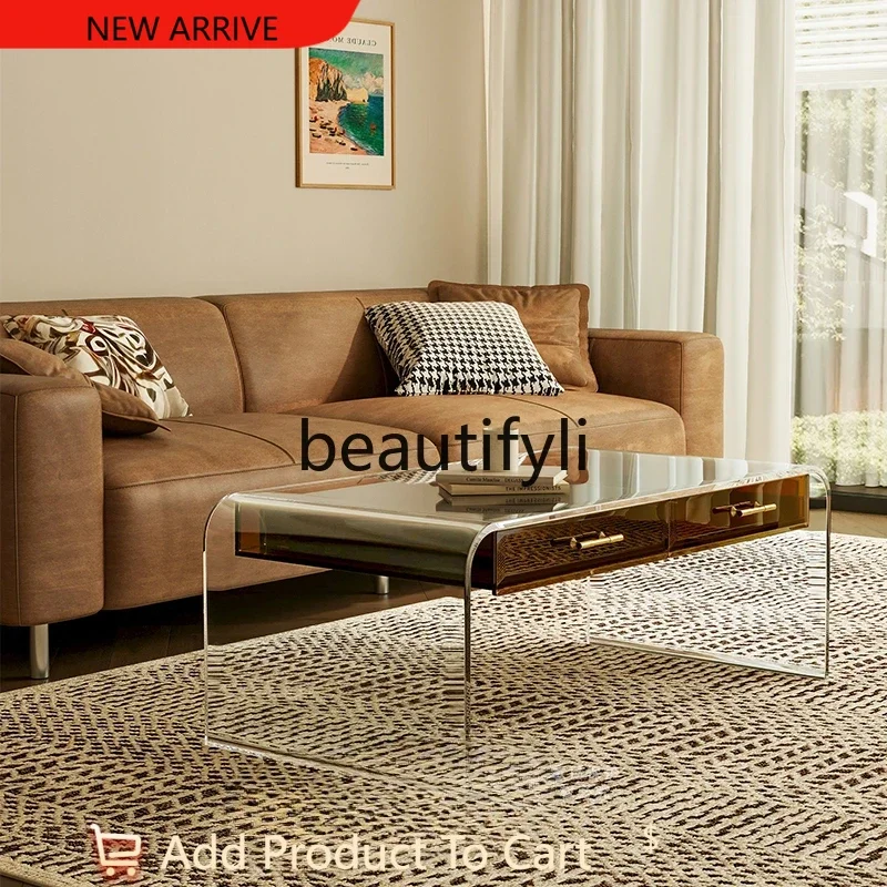 

Modern light luxury double-layer coffee table living room home minimalist acrylic small table G1218