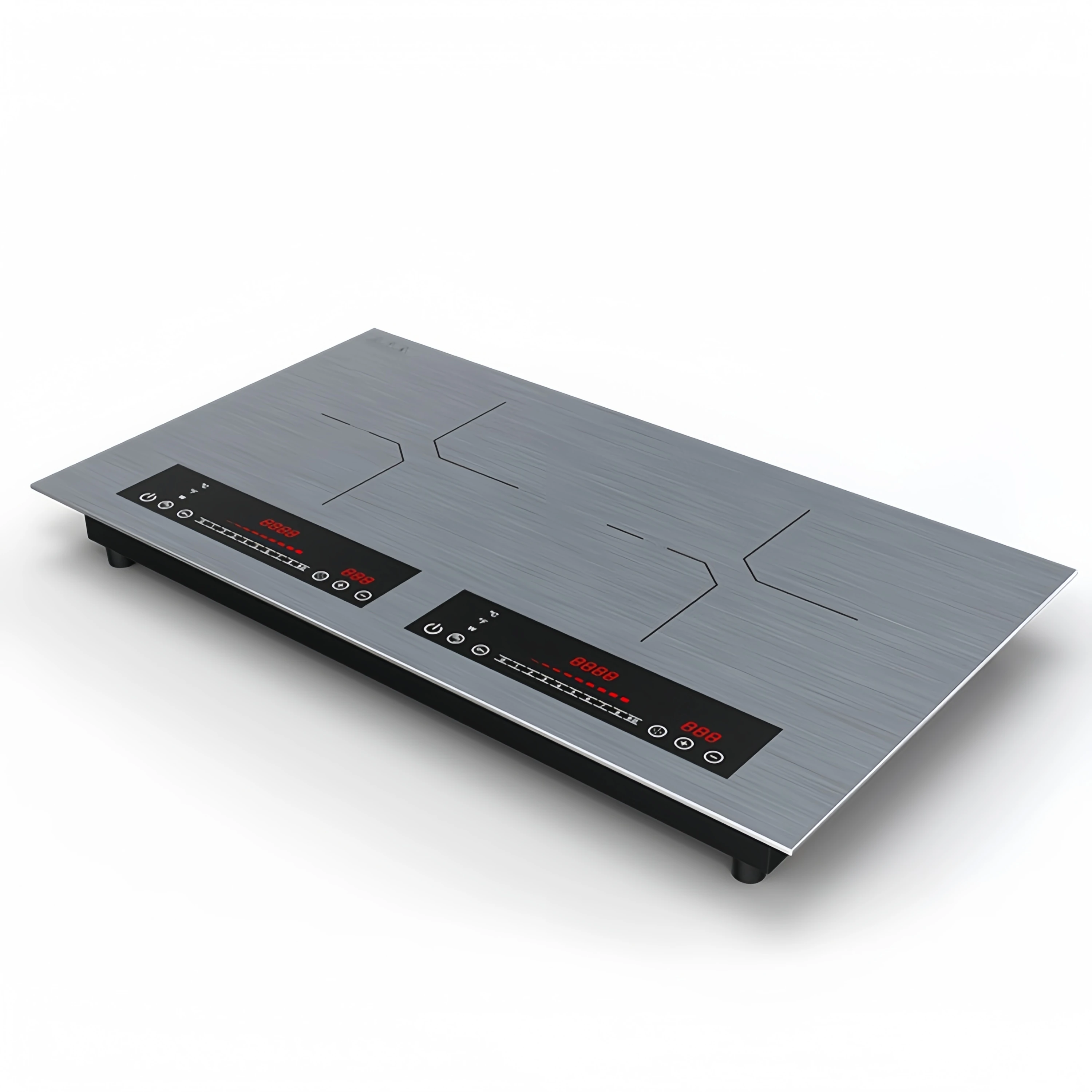 Built-in Induction and Ceramic Hob, Suitable for Stir-frying and Hot Pot, Double burner Countertop Commercial Stove.