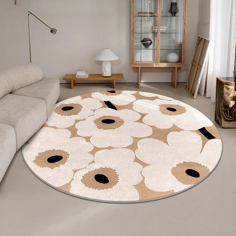 

Декор для спальни во французском стиле, круглый ковер, пушистый мягкий напольный коврик для гостиной, домашний толстый плюшевый ковер, ковры с цветочным узором для гостиной