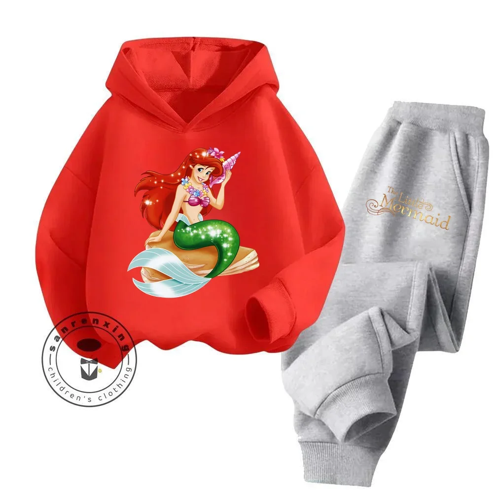 2024 Innovative The Little Mermaid Disney Cartoon Children Long Sleeve Hoodie Set Precision Care Stands Out Creative Design