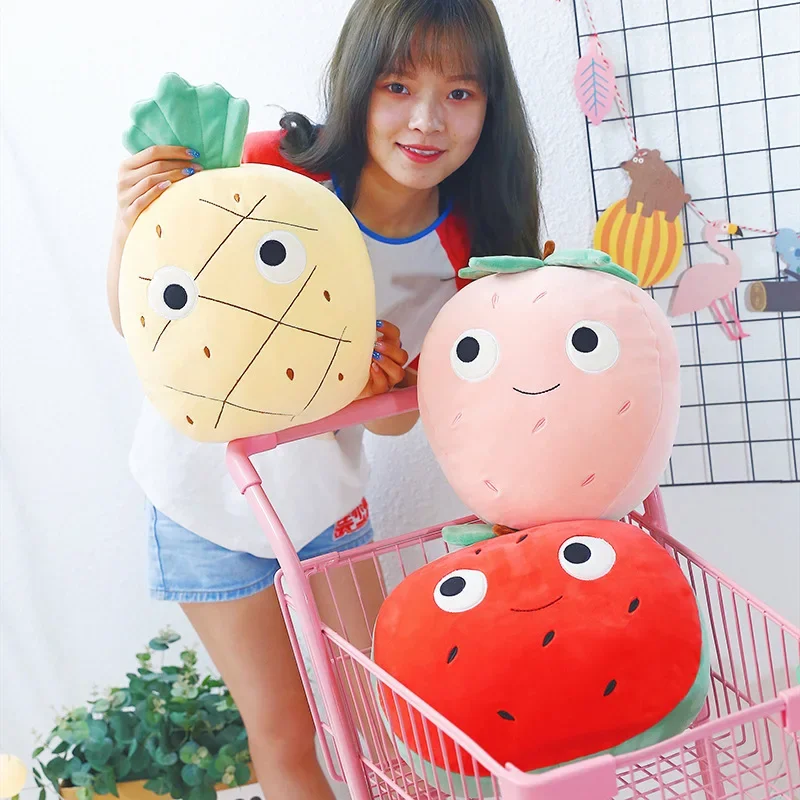 3pc Lovely pineapple Strawberry watermelon fruit vegetable food Anti-stress soft creative pillow cushion plush doll Kid toy gift