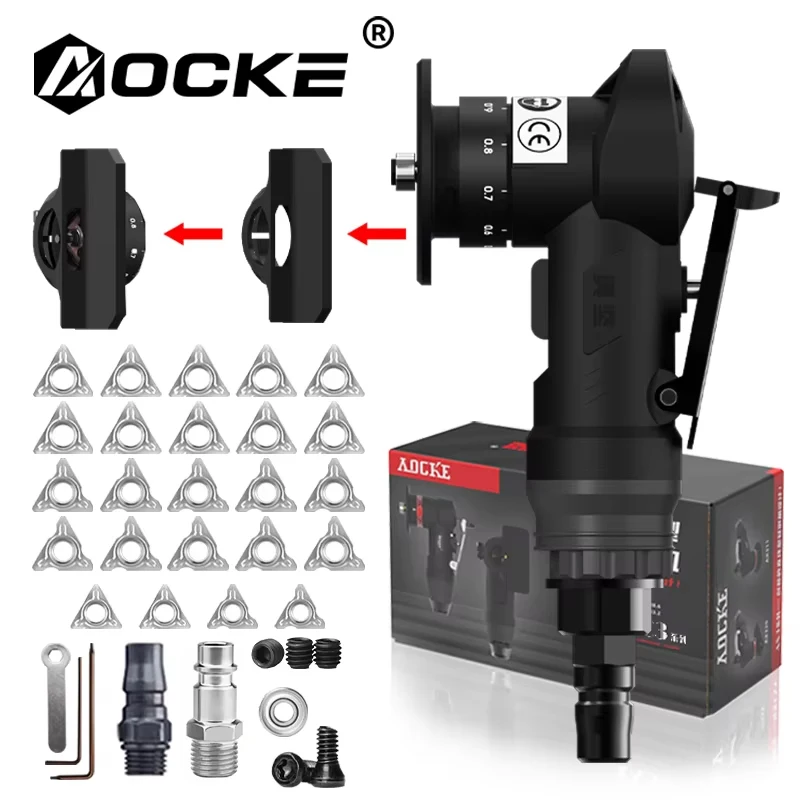 Máquina de Chanfrar Pneumática Portátil AOCKE AX307S, Máquina de Chanfrar a 45 Graus para Acabamento de Metal °   Máquina de Chanfrar Arcos com Ferramentas Pneumáticas