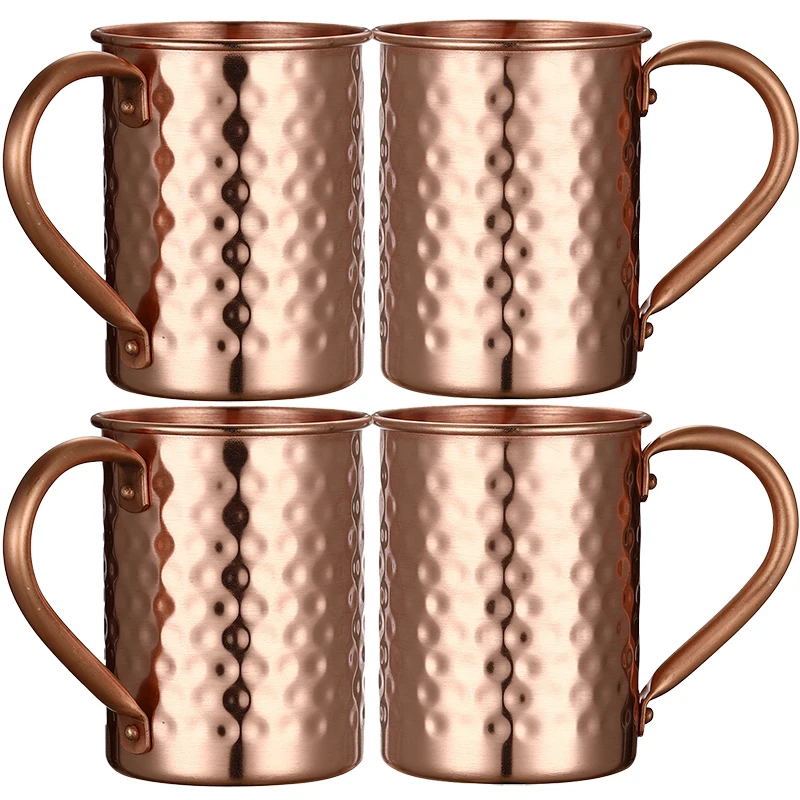 4PCS 400ML Moscow Mule Pure Copper Mug: 100% Solid Copper Cup, Perfect for Russian Moscow Mules