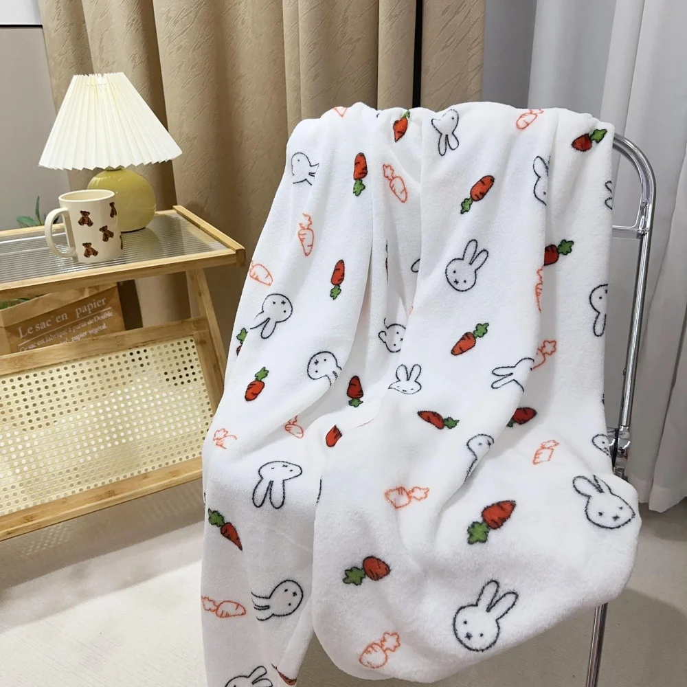 Cute Miffy Kawaii Blanket Cartoon Rabbit Flannel Quilt Office Napping Sheet Student Baby Soft Warm Blanket Girl Gift