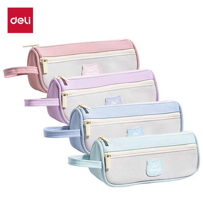 Deli Triangular Case, Simple Large-Capacity Stationery Box, Storage Case For Boys And Girls, Student Pencil Box Wholesale