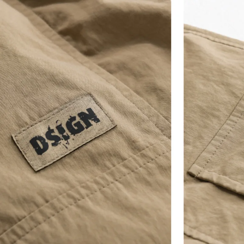 2025 봄과 가을 레트로 아메리칸 팬츠 남성용 루즈 솔리드 컬러 스트레이트 튜브 작업복 아웃도어 캐주얼 다용도 팬츠