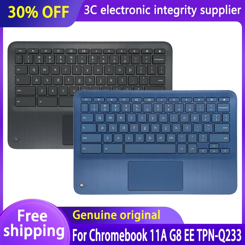 

New English Laptop Keyboard for HP Chromebook 11A G8 EE TPN-Q233 Notebook Palmrest Upper Cover keyborad replacement US Blue