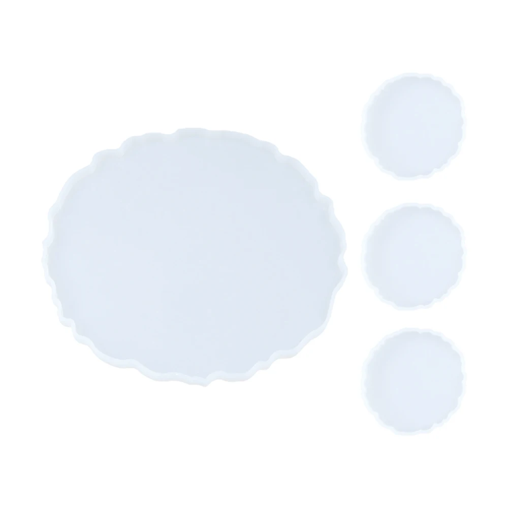 

4 Pcs Crystal Epoxy Mold Silicone Tray Molds for DIY Craft Storage Jewelry Display Resin Casting Concrete Accessories