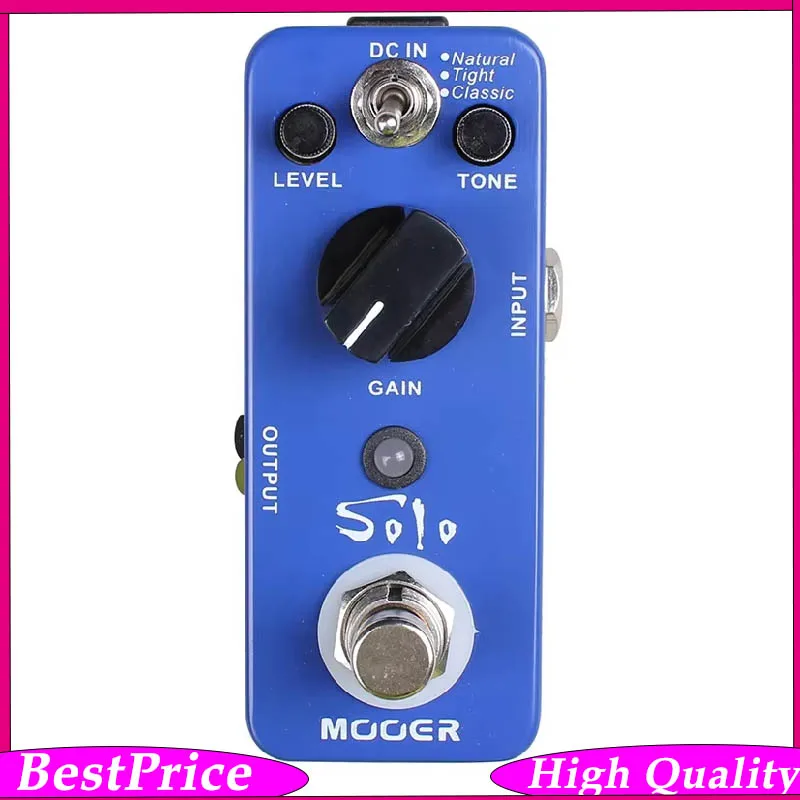 Pedal de Efecto para Guitarra MOOER SOLO, Distorsión de Alta Ganancia, 3 Modos (Natural/Tight/Classic), True Bypass, Carcasa Completamente Metálica