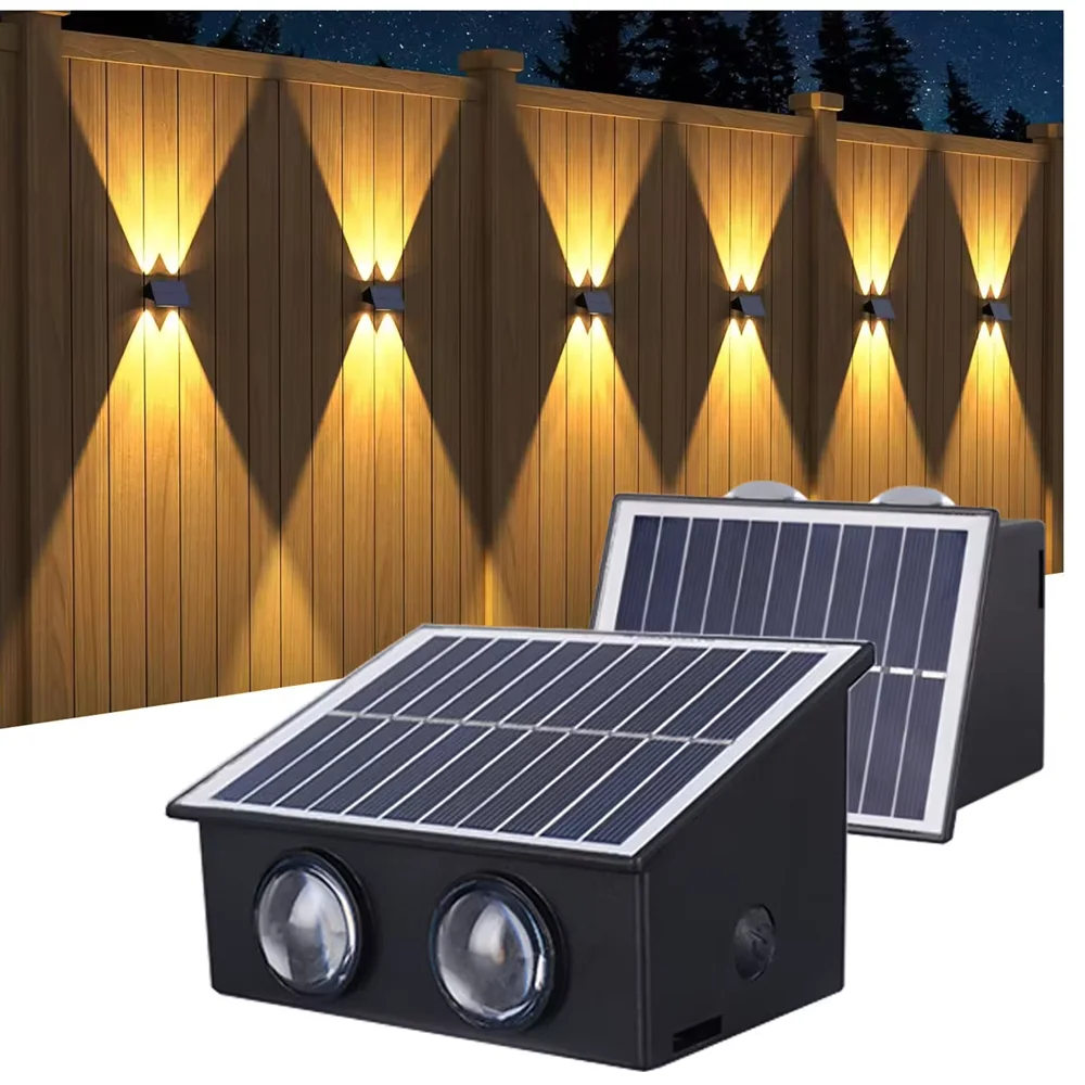 

Solar wall lamp RGB Warm Outdoor wall washer Waterproof courtyard Villa exterior wall Balcony Upper and lower Light