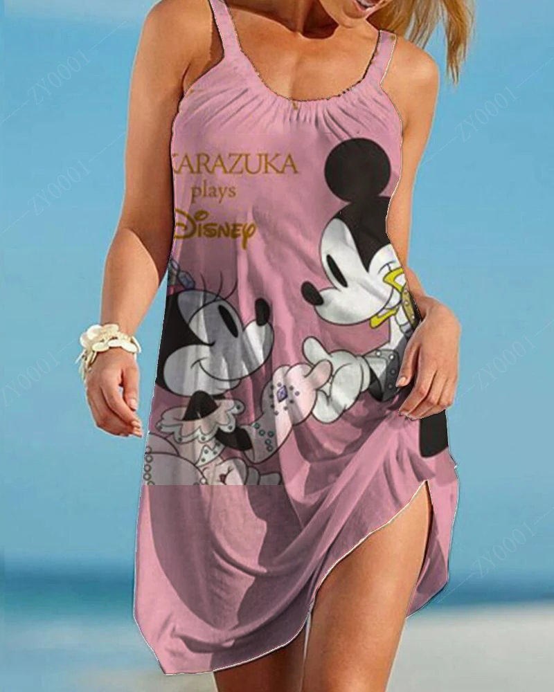 Verão elegante vestidos formais para mulheres dreeses disney tamanho grande 7xl vestido feminino 2022 sling seaside roupas femininas tamanhos grandes
