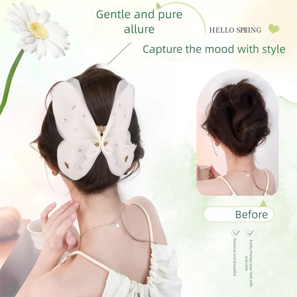 

New Synthetic Hair Bun Claw Clip Natural Fluffy Wig Hair Clip Hairpiece Women