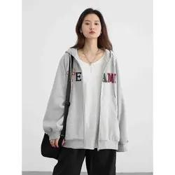 Felpe da donna CHIC VEN Casual felpa con cappuccio stampata con lettera allentata cappotti in pile Streetwear abbigliamento femminile primavera autunno nuovo 2024