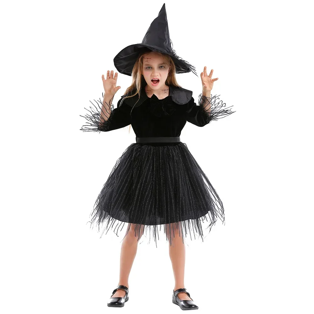 

Halloween Cosplay Witch Children's Black Dress Masquerade Costume