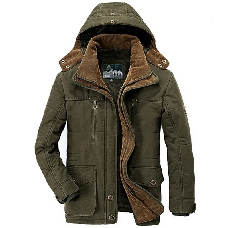 

Winter Men's Cotton-padded Jacket Mid-length Plus Velvet Thick Cotton-padded Jacket Multi-pocket Padded Jacket Men's Brand Coat