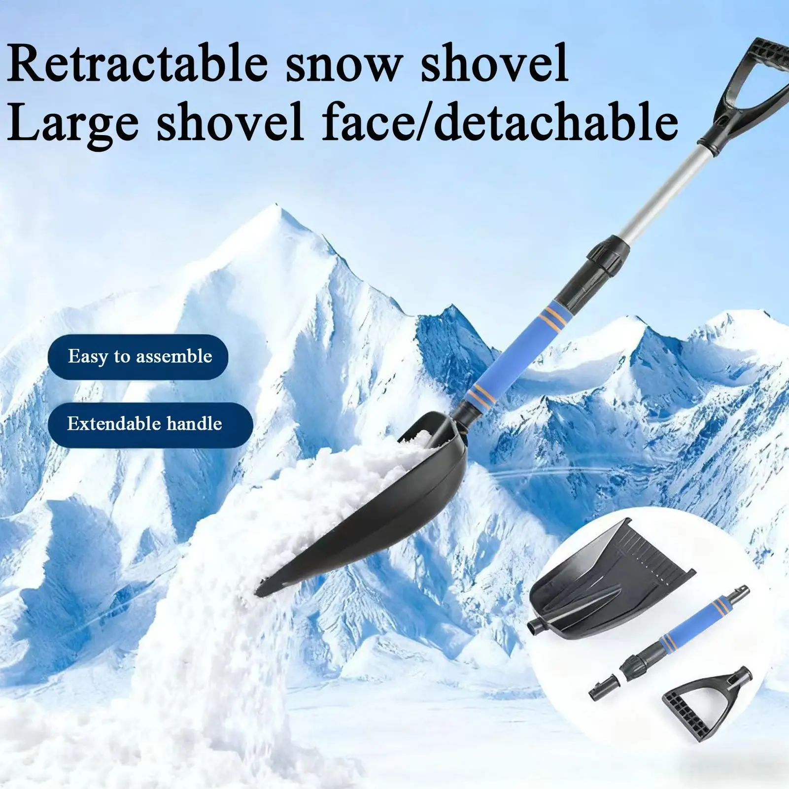 Ice Scraper for Car 27.9 Inch Extendable Snow Removal Tool Detachable Car Window Scraper for Winter Automotive SUV Vehicle