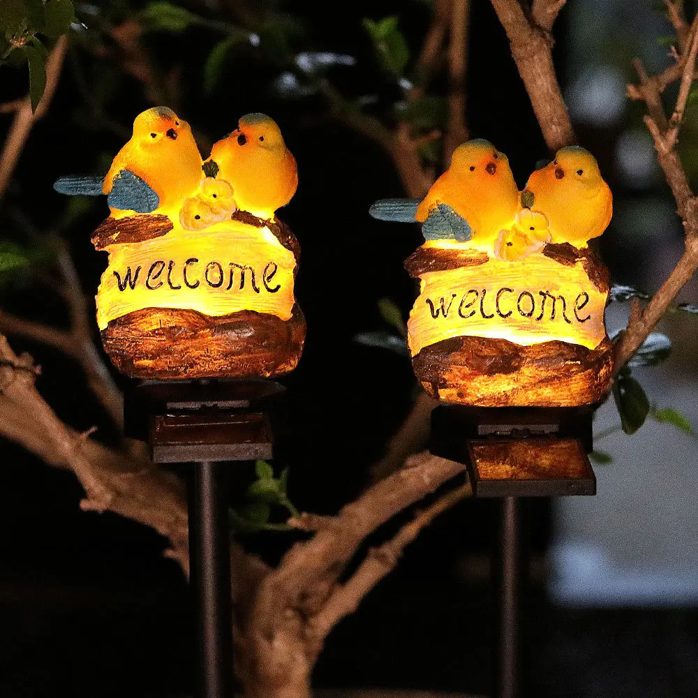 Lámpara de pie de resina Solar para patio al aire libre, estatua de pájaro Animal, lámpara de césped, Lámpara decorativa para jardín