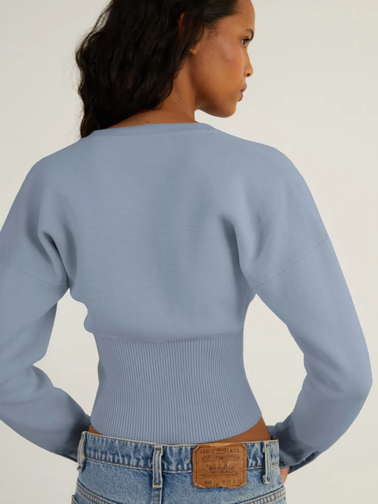 Tossy ฤดูใบไม้ร่วงแฟชั่นเสื้อถักเสื้อสเวตเตอร์ถักผู้หญิง Ribbed Patchwork Slim Casual Cropped ด้านในผู้หญิงถักเสื้อสเวตเตอร์ถัก Outwear