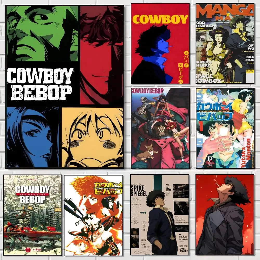 90s Classic Anime C-Cowboy Bebop Poster Pegatina artistica HD autoadhesiva impermeable para salon dormitorio