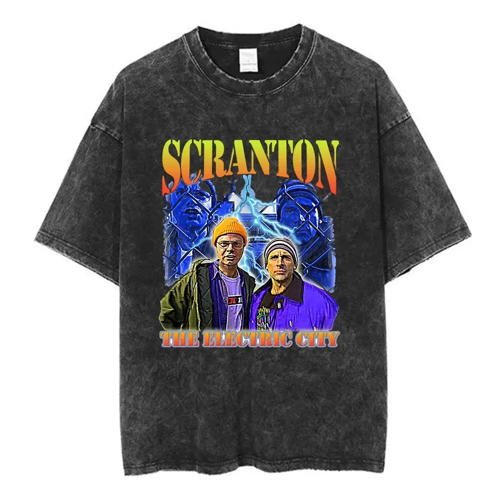 Customization Shirt TV Series The Office Dunder Mifflin Dwight Tv Show Scranton Washed T-shirts Men Cotton Casual Short Sleeves