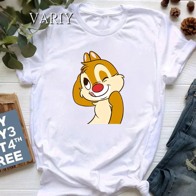 TShirts for Women 2024 Loose Cartoon Chip and Dale Graphic T-shirt Harajuku Tops T-shirts Street Style Summer Casual Clothing