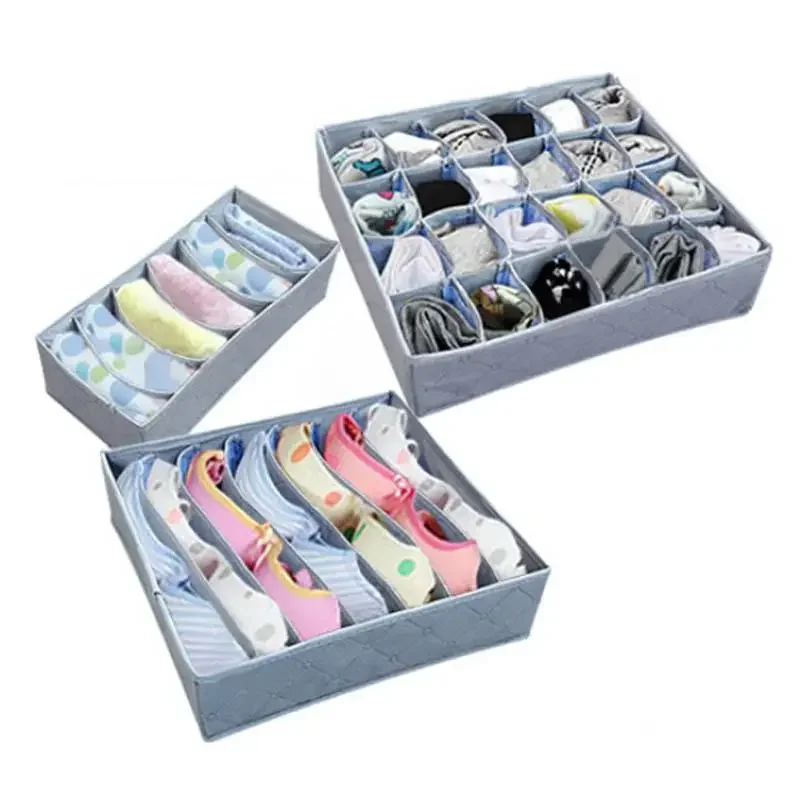 

3Pcs/Set Storage Box Sock Bra Ties Drawer Clothing Organizer Home Storage Fabric Organization