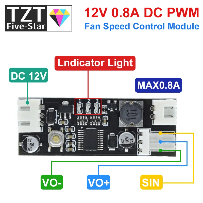 Single 12V 0.8A DC PWM 2-3 Wire Fan Temperature Control Speed Controller Chassis Computer Noise Reduction Module NTC B 50K 3950