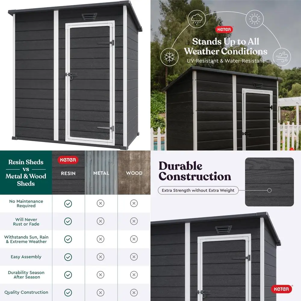 

Сарай Keter Essential из смолы 4x6 — идеально подходит для уличной мебели, садового оборудования, велосипедов и многого другого