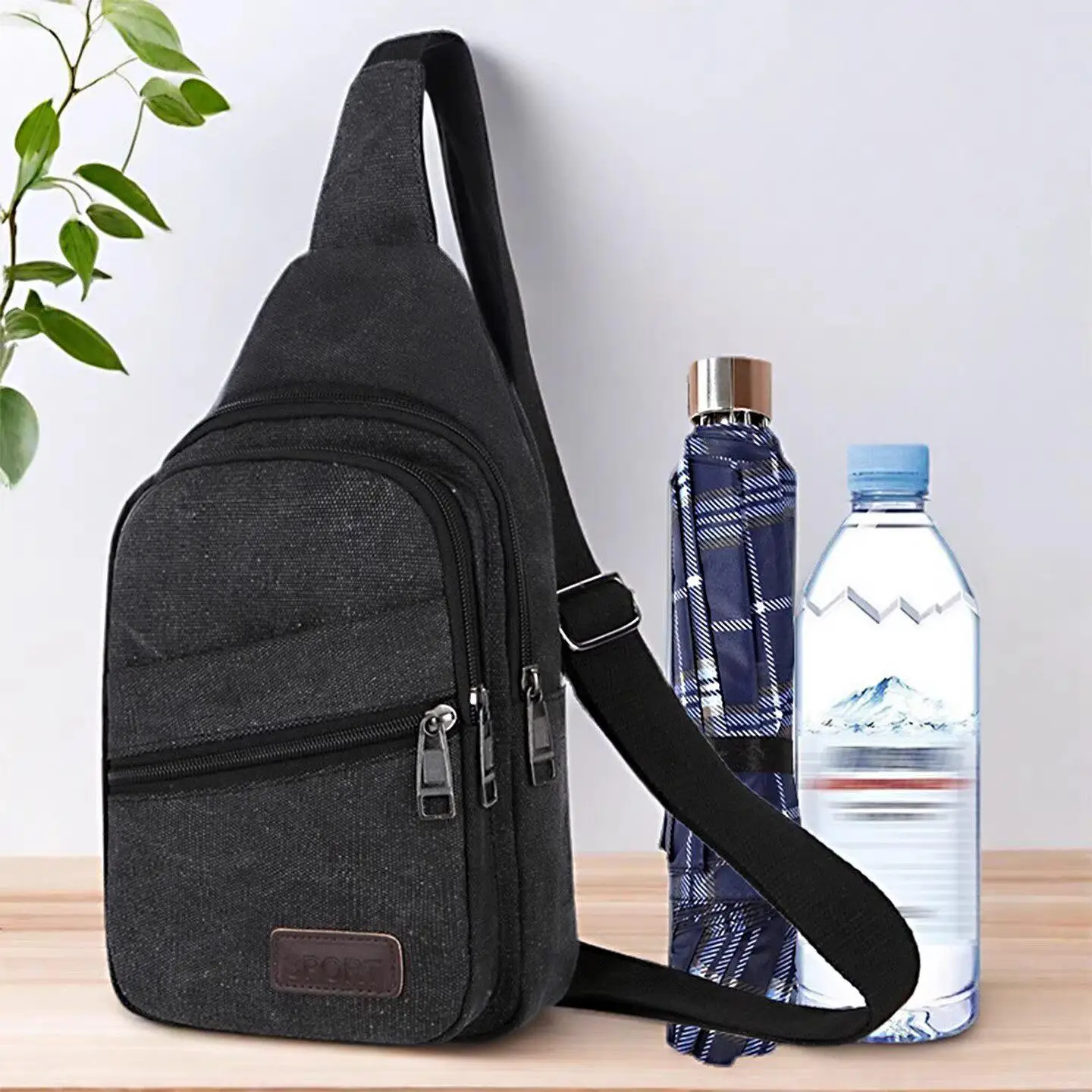 Casual Canvas Crossbody Bag Large Capacity Leisure Sports Travel Men's Waist Bag Multifunctional Backpack Front Chest Bag