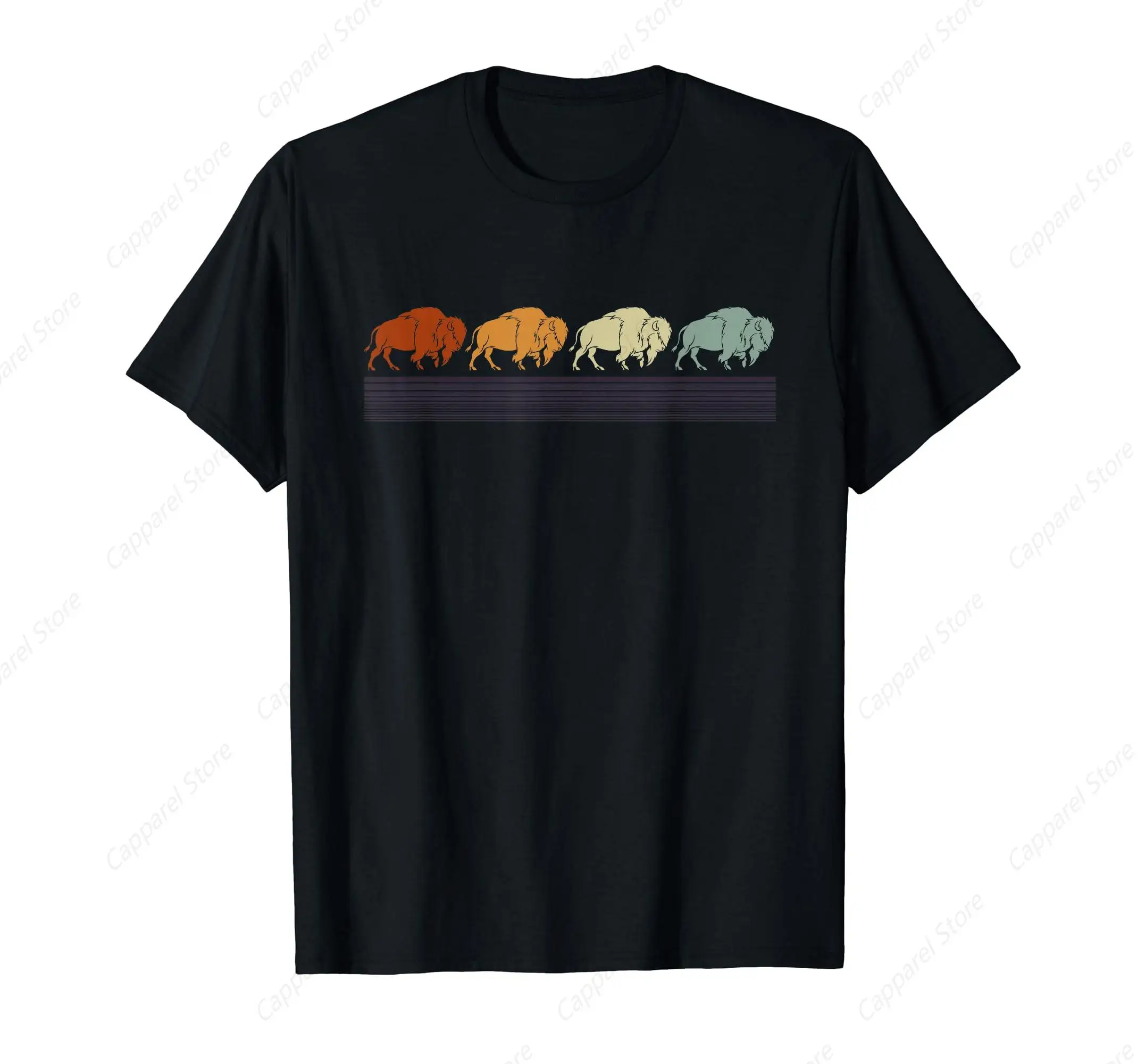 

Retro Buffalo T-Shirt for Men Cotton 100% Summer Tops Women