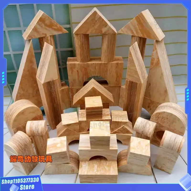 Large EVA Foam Building Blocks Wood Grain Soft Bricks Educational Toys For Kindergarten Naughty Castle Corner Area Safe Play