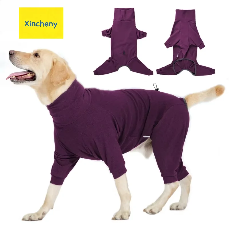 Winddichter, dicker, warmer Fleece-Hundeoverall für den Winter mit hohem Kragen, 4 Beinen, weich, gemütlich, verstellbar, für große Hunde, Haustierkleidung, brandneu.
