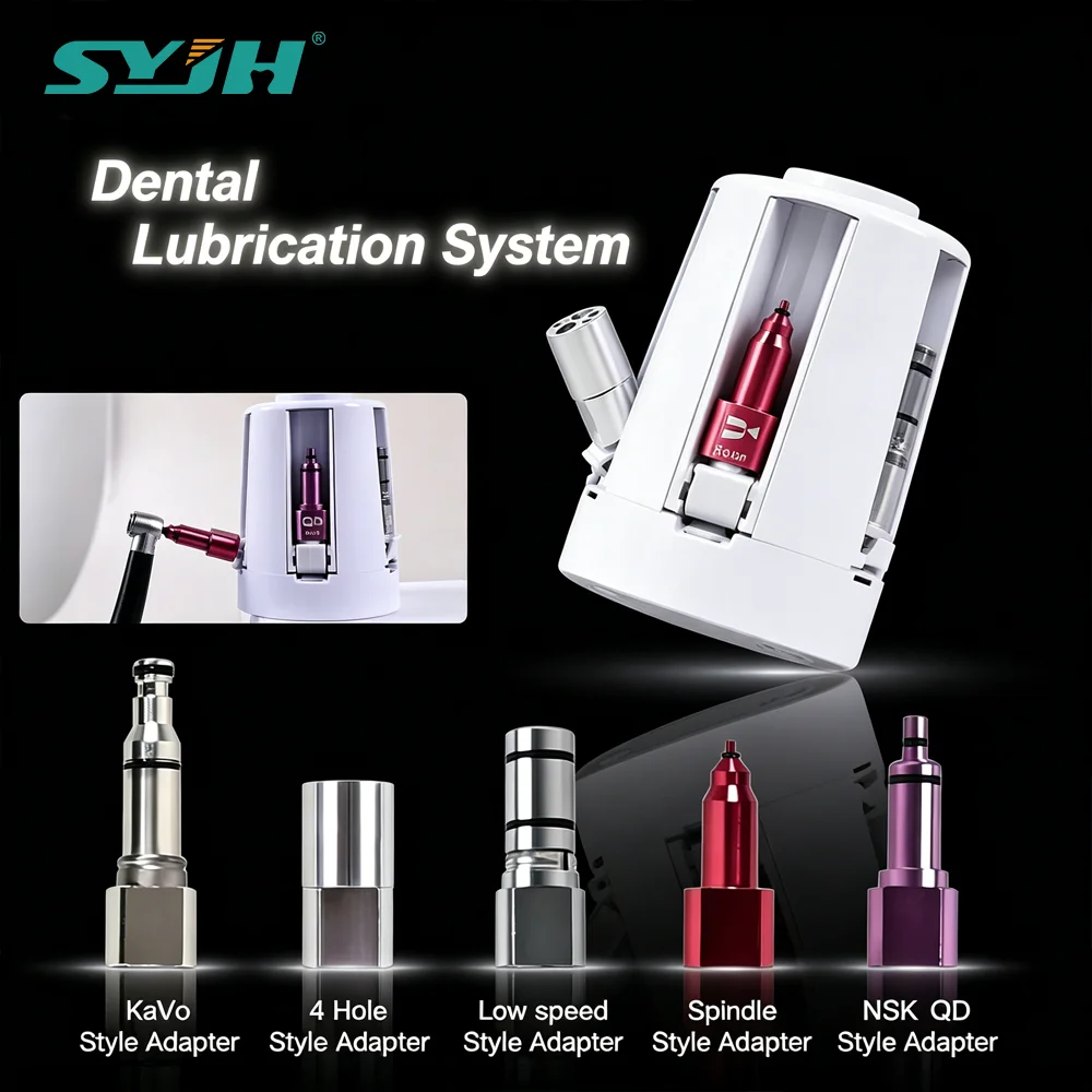 SYJH Portable Dental Handpiece Cleaning Machine Oil Spray Lubrication System with 5 Style Connector Maintenance Tool