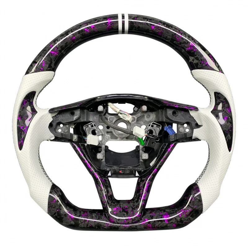 عجلة قيادة جلدية من ألياف الكربون مزورة مخصصة الجيل العاشر 2018-2022 مع شريط سباق علوي أنيق