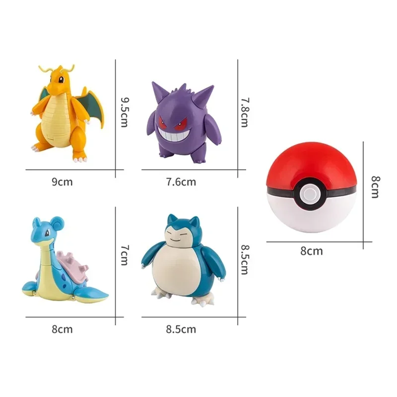 Original Pokemon Pokeball Figures Toys Pocket Monsters Ball Model Pikachu Gengar Elf Ball Dragonite Snorlax Lapras Kids Toy