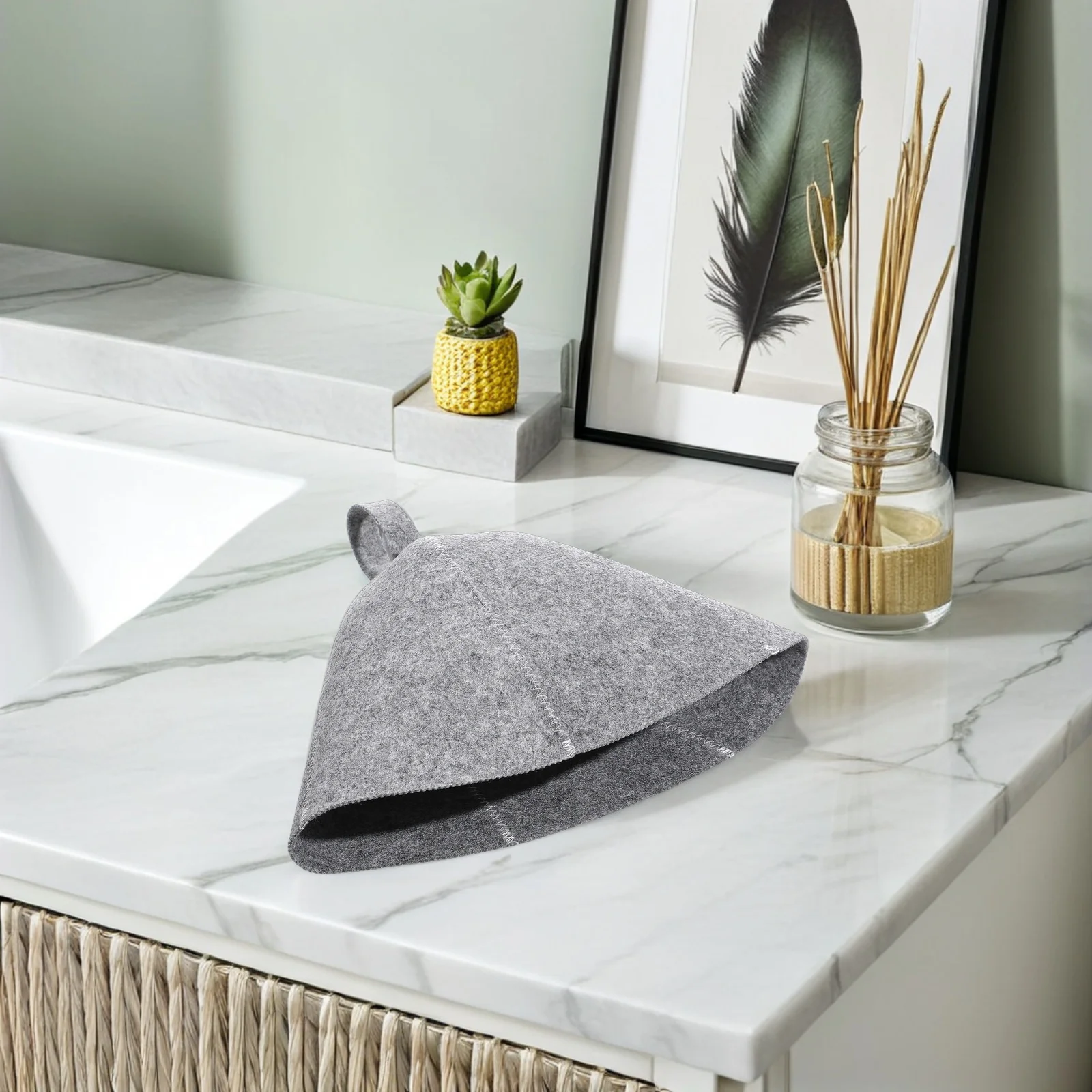 

2pcs Thickened Sauna Hat Felt Bathing Cap for Women Steam Room Hat Gray Color Lightweight Comfortable Spa Thermal Heat