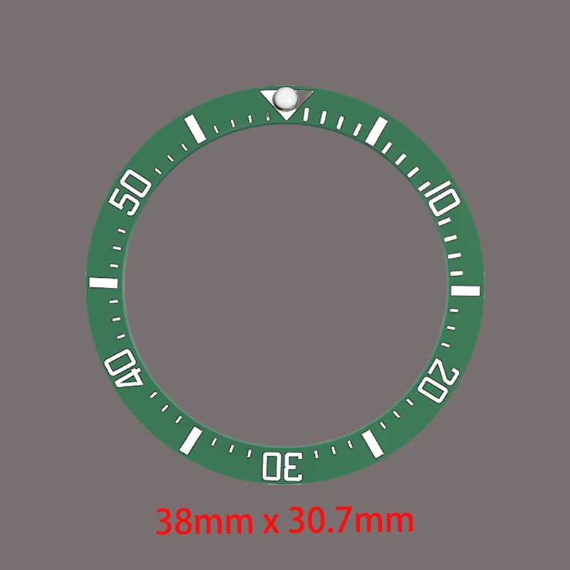 Anneau d'insertion de lunette en céramique incurvée, 38mm x 30.7mm, adapté au boîtier de montre SKX007 SRPD SUB, mouvement NH35 NH36, pièces de rechange pour hommes