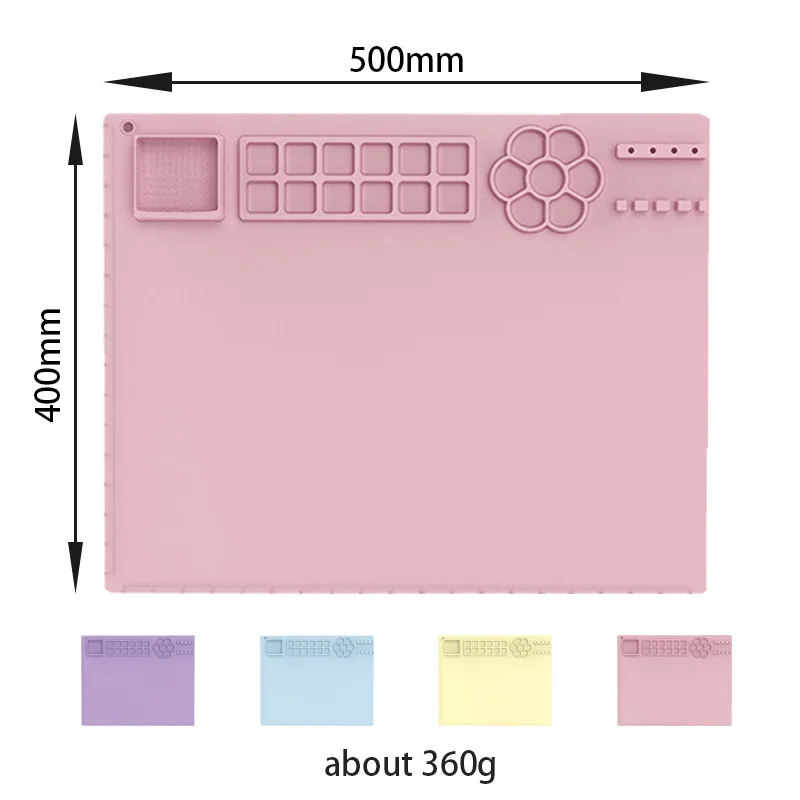 Silicone Painting Pad Kids DIY Rectangle Graffiti Mat Art Oil Painting Mat Washable Repeated Use Palette Art Supplies