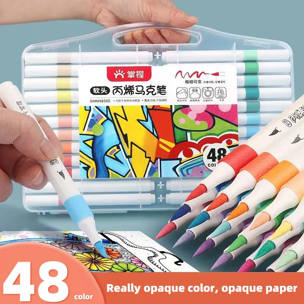 Acrylic Marker Pens Soft Brush Nib Paint Markers For Glass Stone Metal Glass Wood Plasctic Paper DIY Card Making Art Supplies