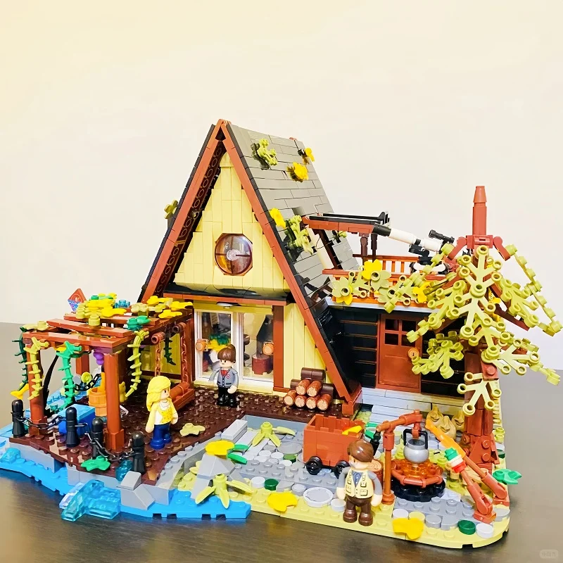 FUNHOLE بنة A-الإطار منزل خشبي عرض الشارع التجمع المعماري نموذج ألعاب قابلة للفصل هدية لغز المشهد الصغير