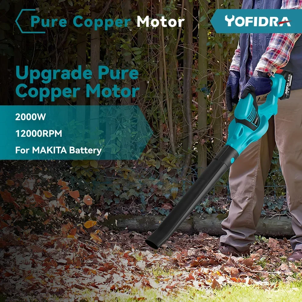 Yofidra-Souffleur d\'air électrique sans fil pour Makita, outil de jardin, haute injuste, déterminer le cuir chevelu, la neige, la poussière,