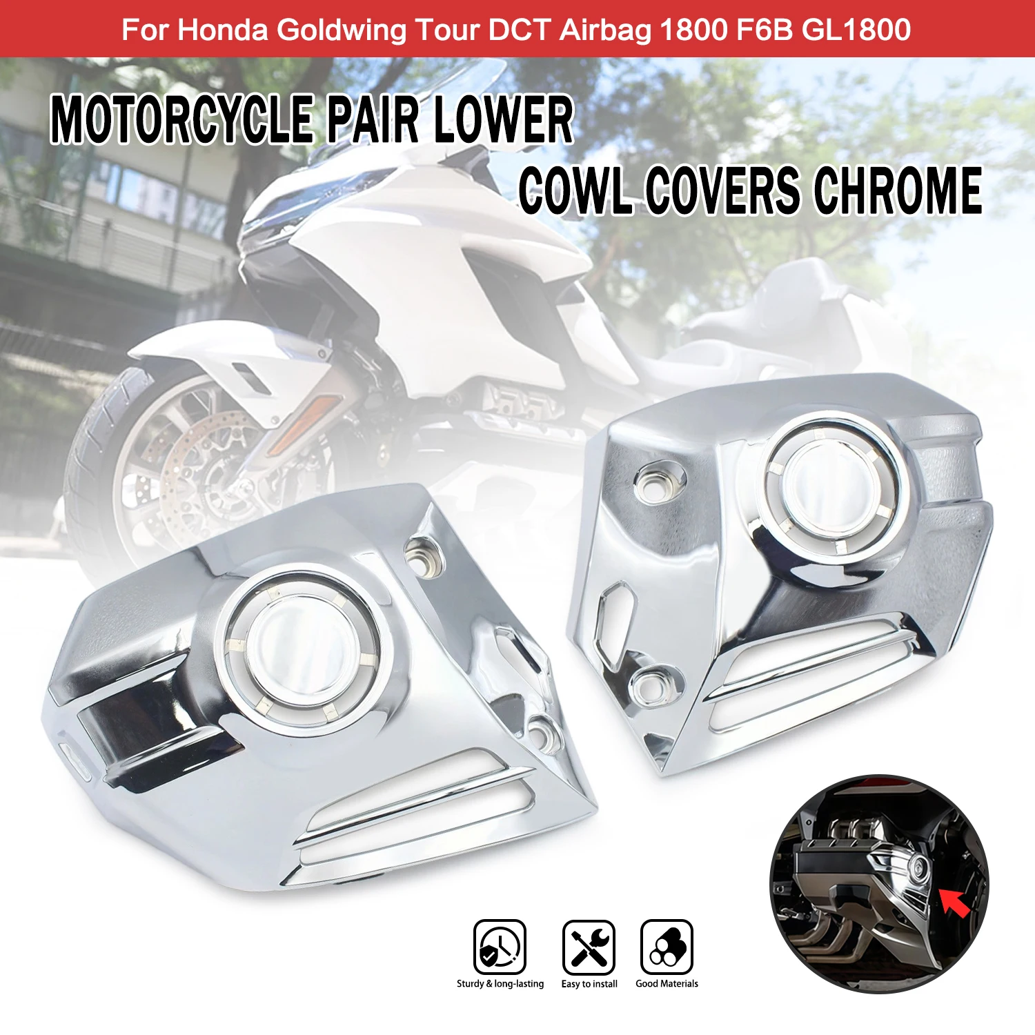 Motorcycle Chrome Fog Lamp Protective Cover For Honda Gold Wing Tour DCT Airbag GL1800 2018-up ABS Plastic Fog Light Housing
