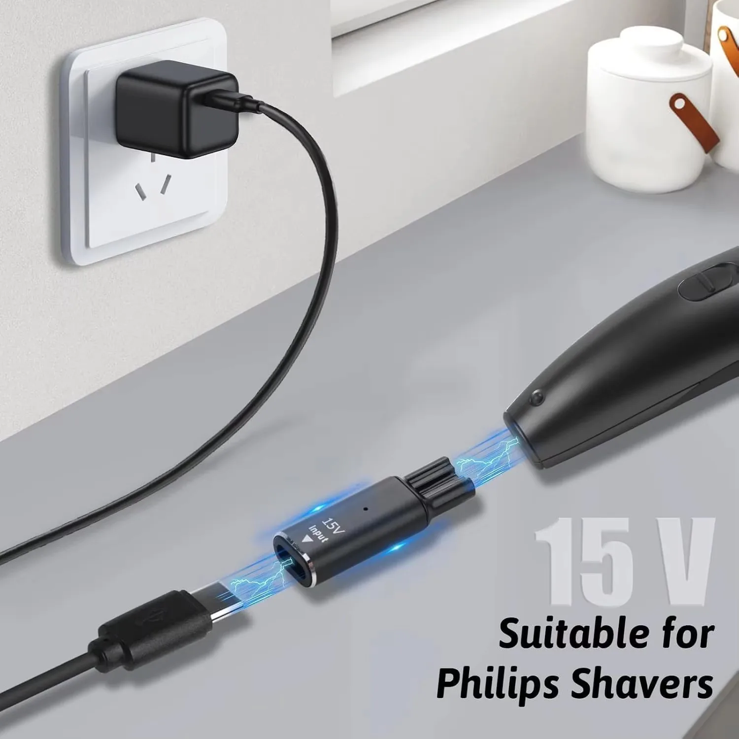 15V HQ8505 Type-C Shaver Adapter Charging Converter for Philips Norelco One Blade pro QP6510 QP6520 QP6530 Beard Trimmer - view 4