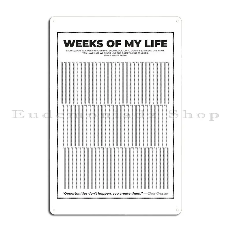 Life Calendar Weeks Of My Life Square 2023 Metal Sign Plaques Customize Wall Decor Pub Mural Club Tin Sign Poster