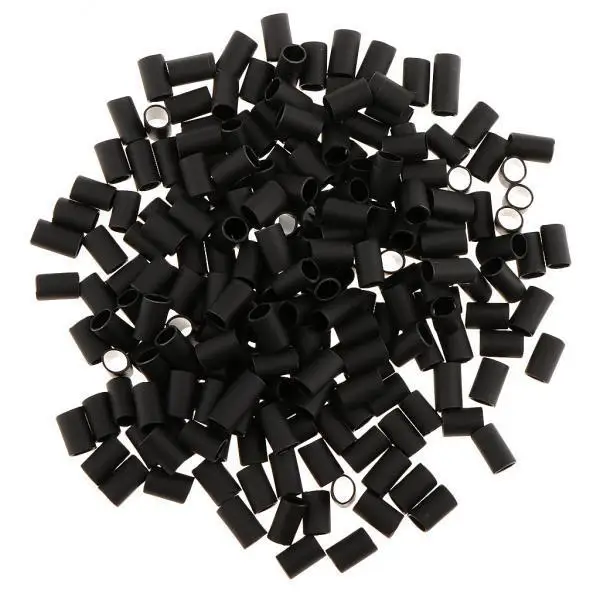 2x200 Pieces Heat Shrink Tube Micro Rings Link for I Tip Hair Extension Black