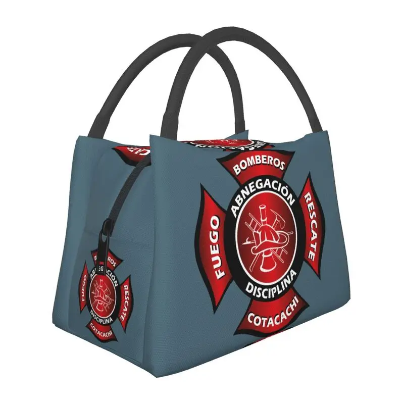 Bomberos Firefighter Insulated Lunch Bags for Work Office Fireman Fire Rescue Waterproof Cooler Thermal Bento Box Women