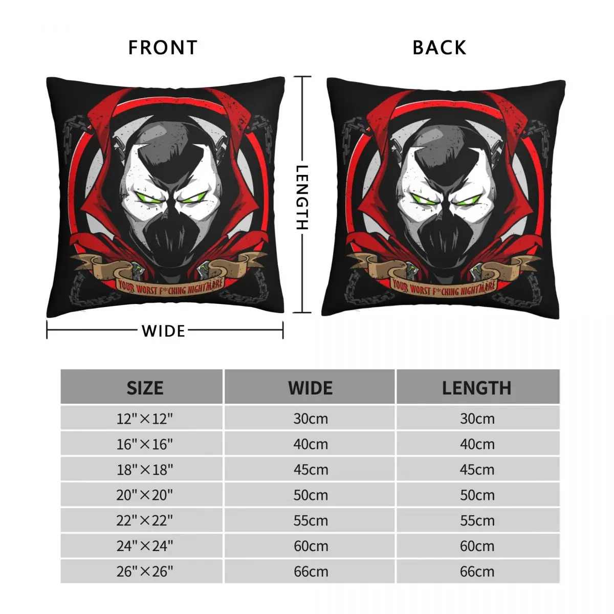 Night Mare Throw Pillow Case Spawn Angela Dark Comic Backpack Coussin Covers DIY Printed Fashion For Chair Decor