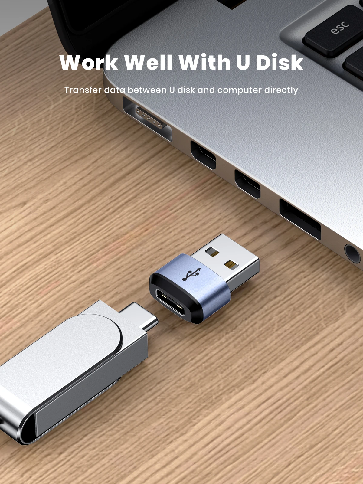 TOPK AT13 USB C إلى USB ذكر محول USB أنثى (Type-C) إلى USB 2.0 ذكر (USB-A) شحن سريع ومزامنة البيانات OTG محول موصل