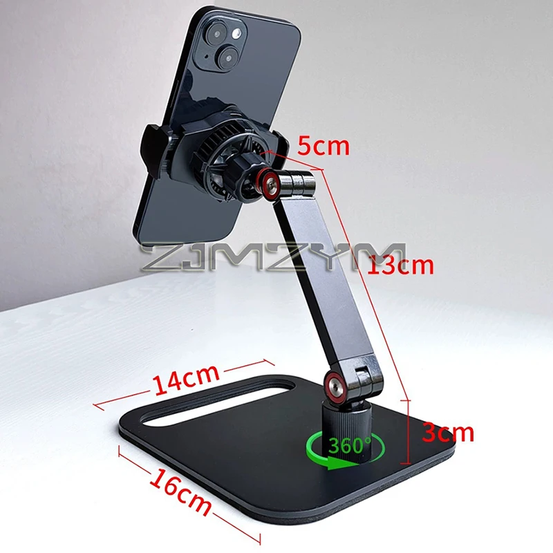 Phone Clip Cooling Radiator Smartphone Stand with 360°Rotation Ballhead Cooler Radiator Desktop Long Arm Stand Bracket